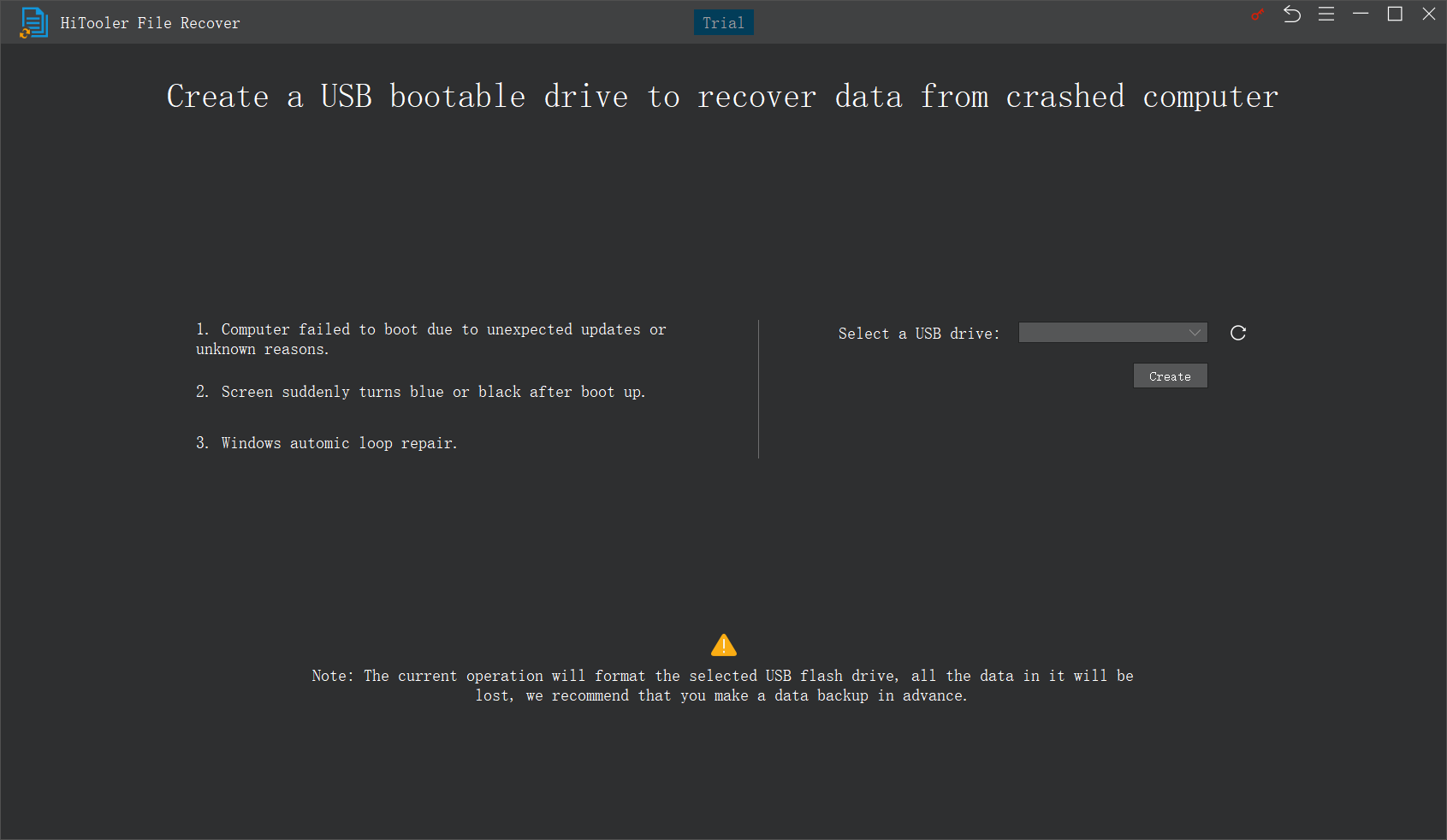 HiTooler File Recover recover from crashed PC