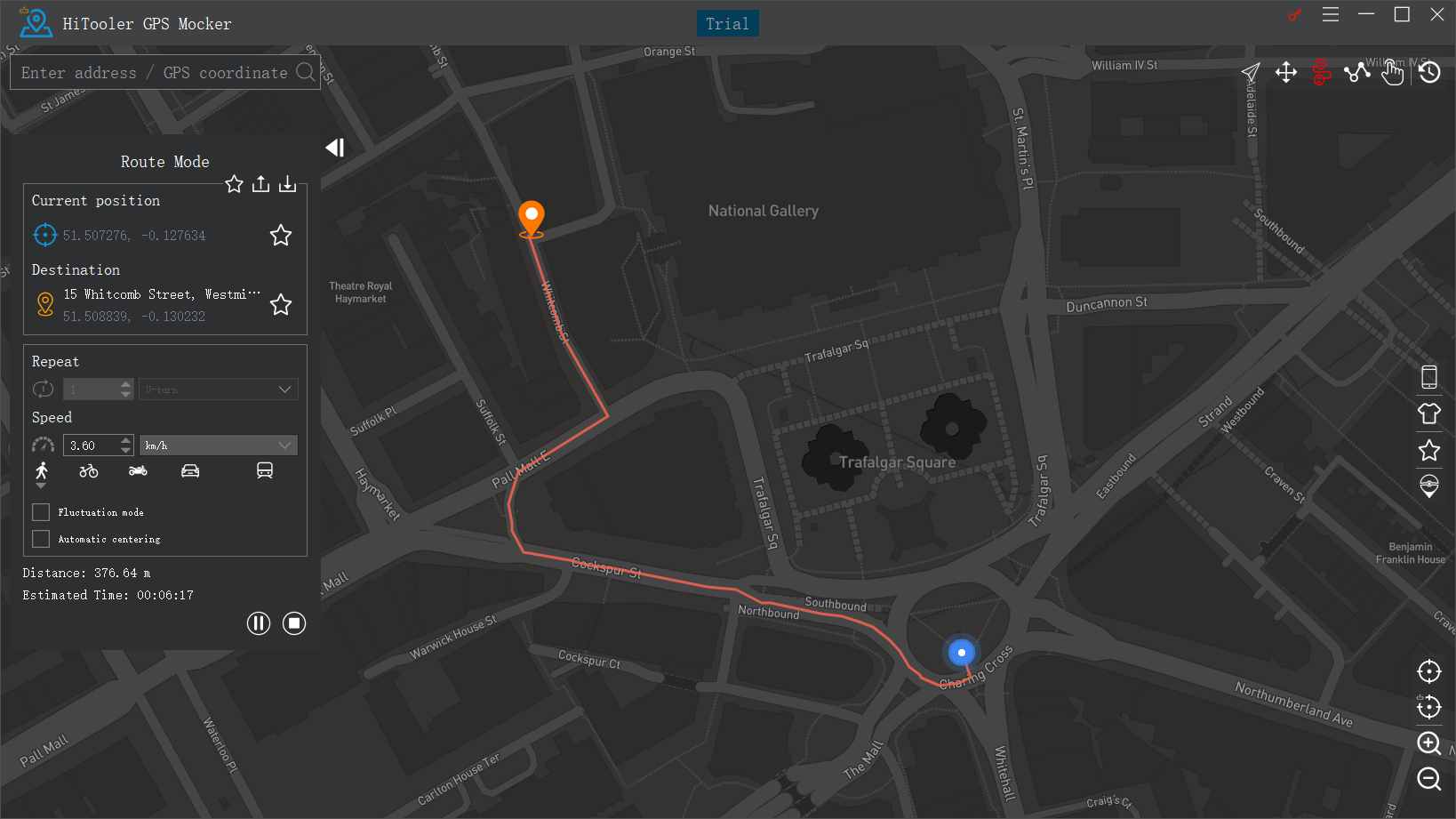 HiTooler GPS Mocker route mode