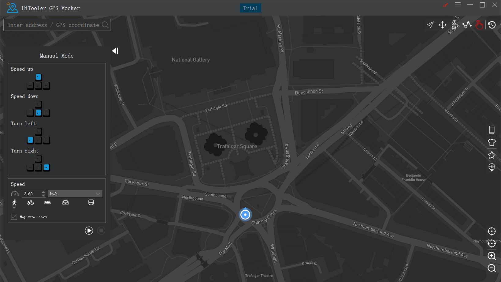 HiTooler GPS Mocker manual mode