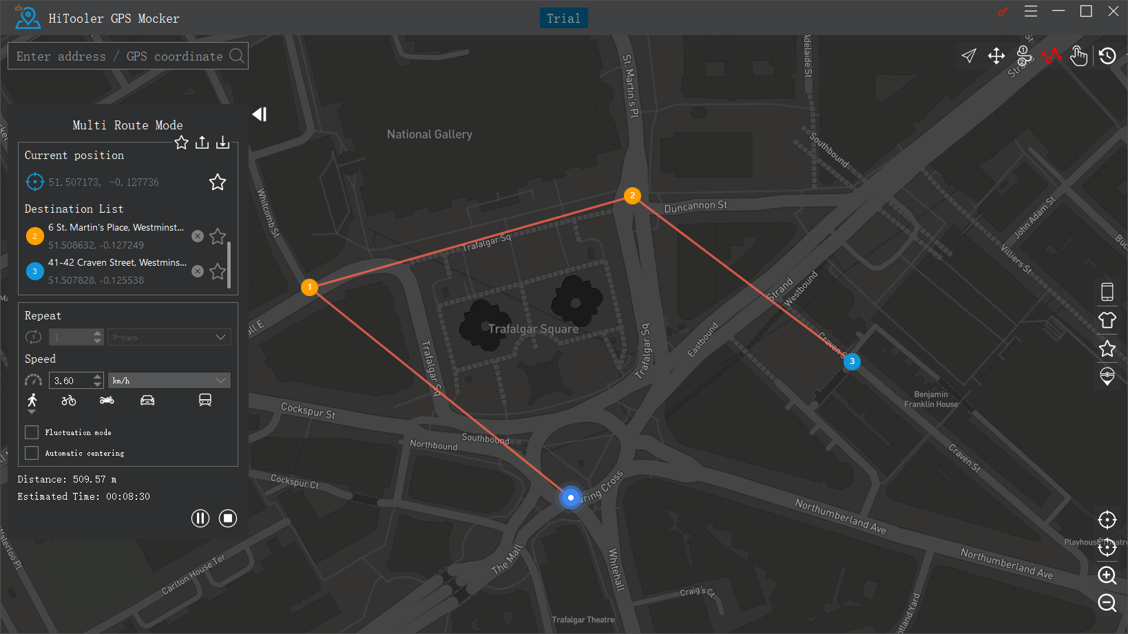HiTooler GPS Mocker multi route mode