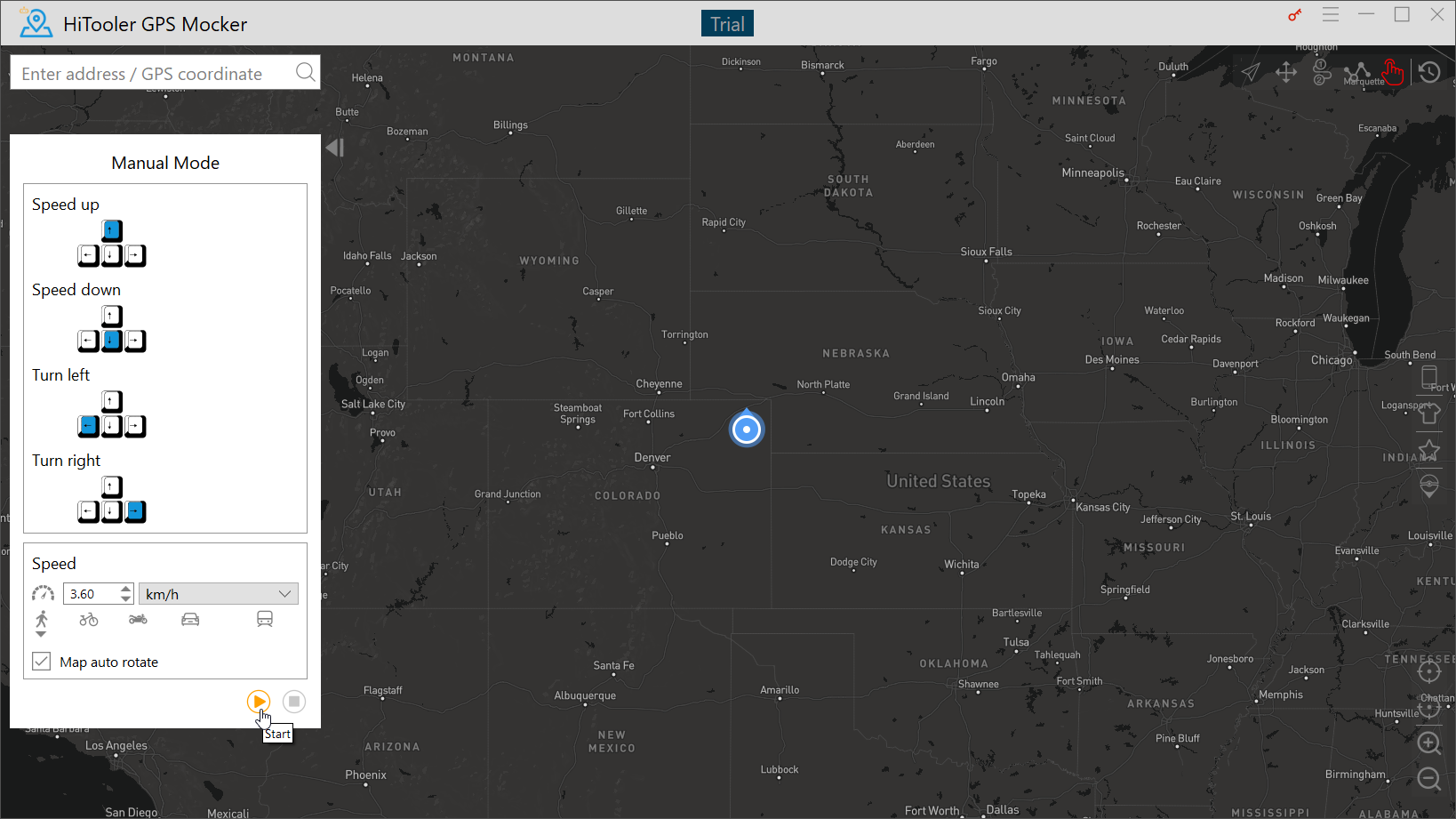 HiTooler GPS Mocker manual mode