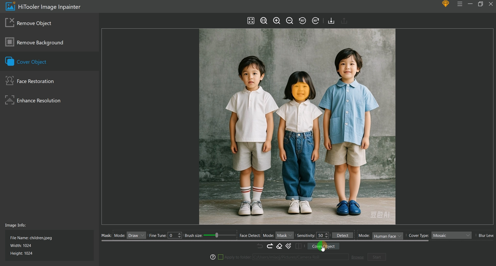 HiTooler Image Inpainter click cover object