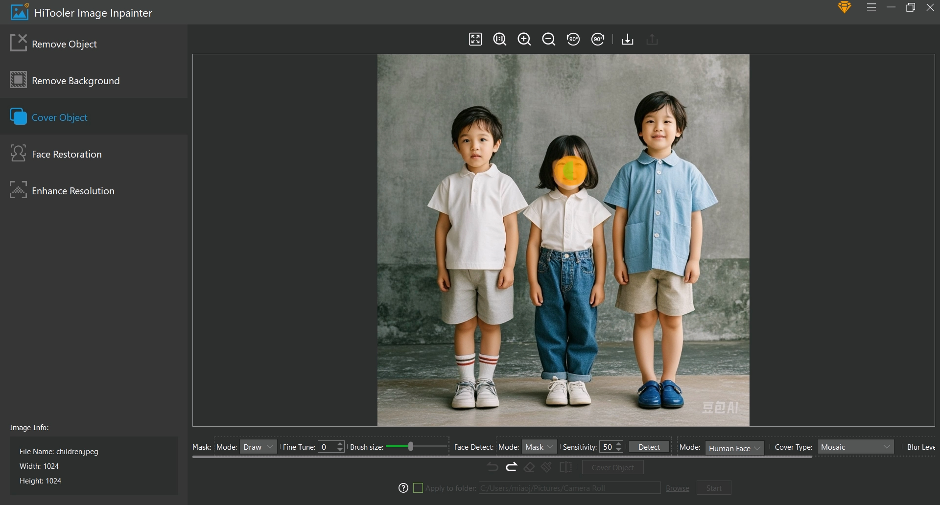 HiTooler Image Inpainter draw mask