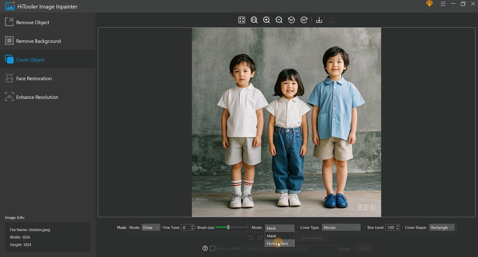 HiTooler Image Inpainter human face mode