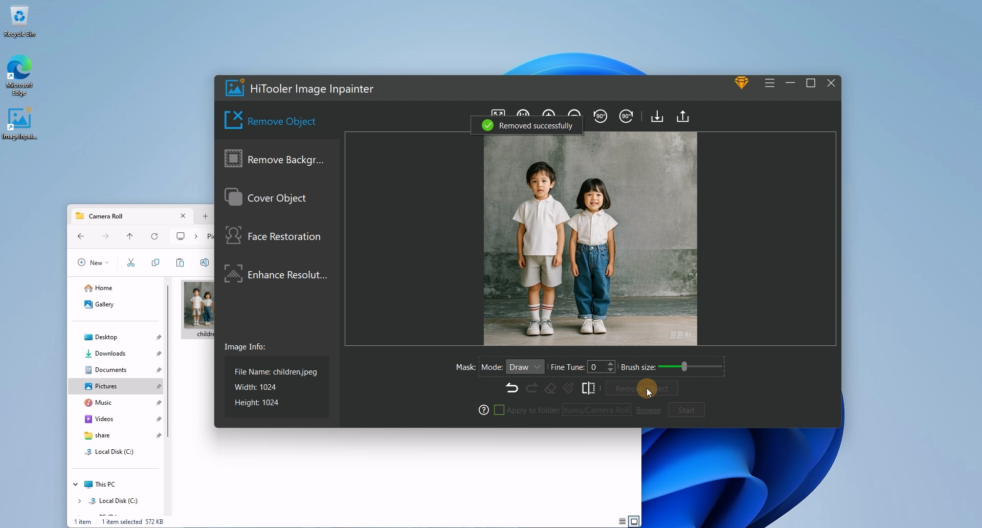 HiTooler Image Inpainter result