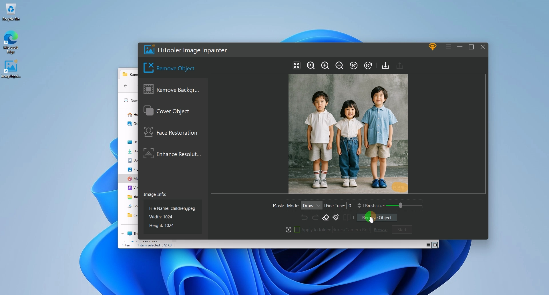 HiTooler Image Inpainter click remove object