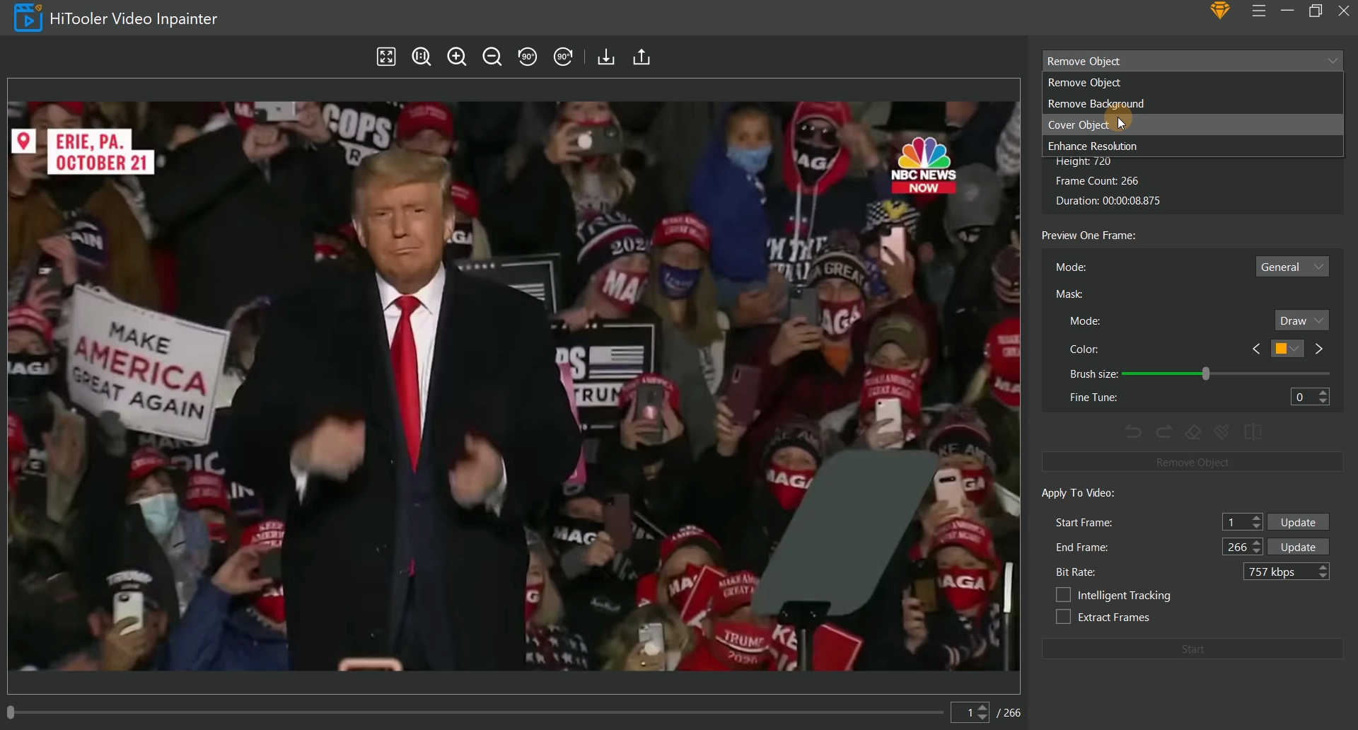 HiTooler Video Inpainter select cover object