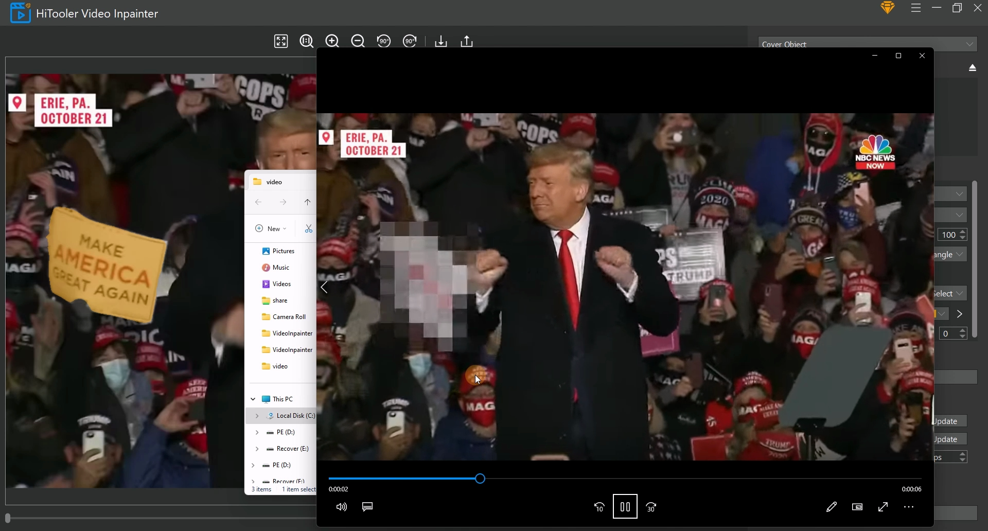 HiTooler Video Inpainter result
