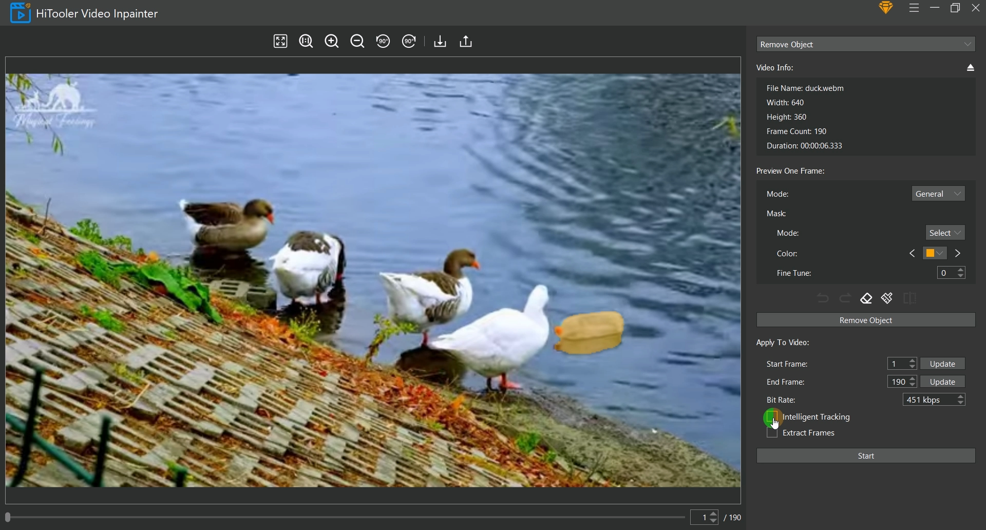 HiTooler Video Inpainter check intelligent tracking