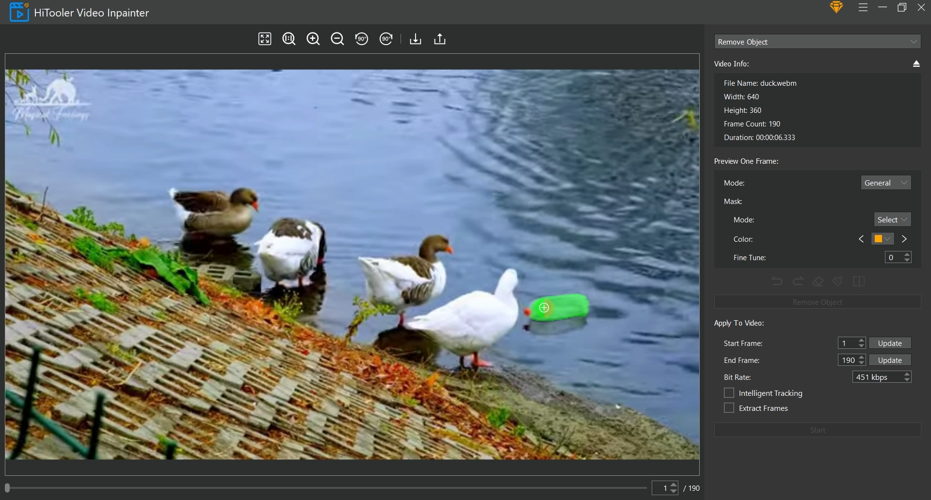 HiTooler Video Inpainter select mask