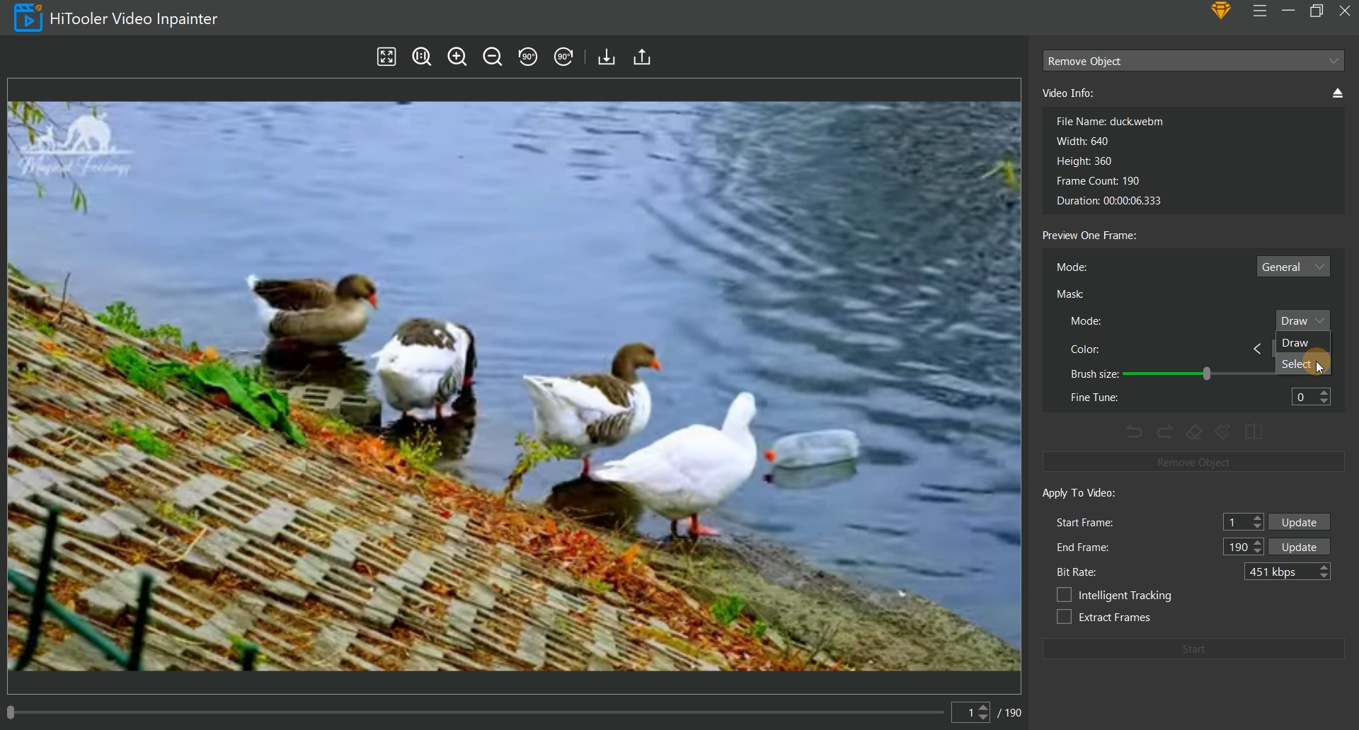HiTooler Video Inpainter click selct mode