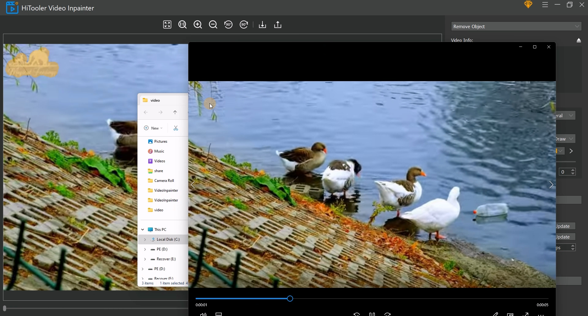 HiTooler Video Inpainter result