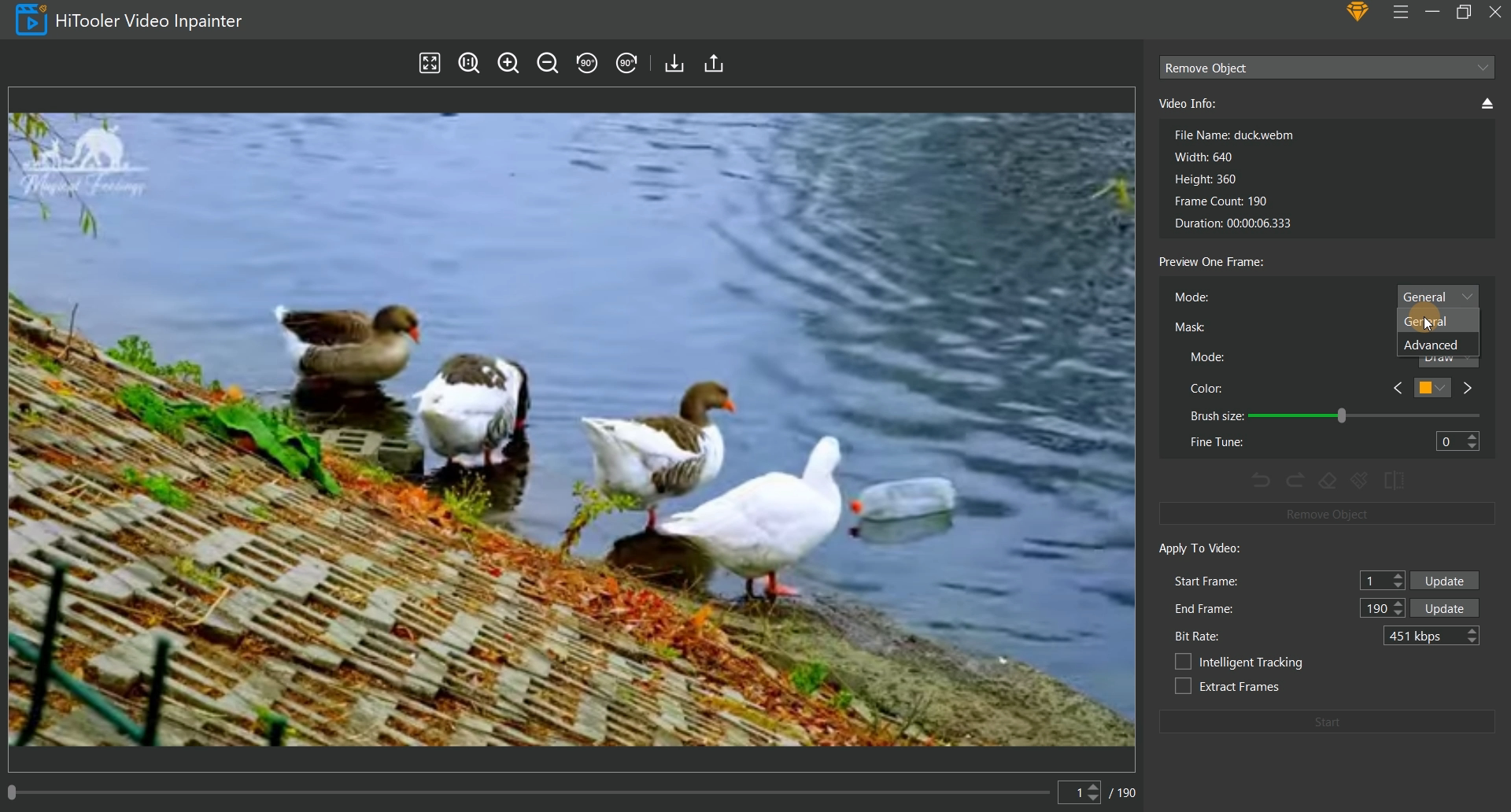 HiTooler Video Inpainter selct mode
